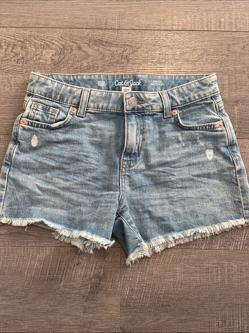 Cat & Jack Light Blue Distressed Frayed Denim Shorts